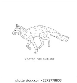 Vector design of a fox in line art style flat art