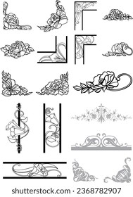 Vector design frame corners belly edge patterns