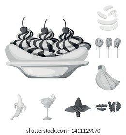 Vector design of fresh and diet logo. Collection of fresh and vegetarian vector icon for stock.