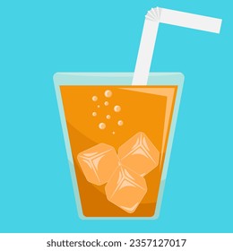 Vector design of fresh drink with ice cubes