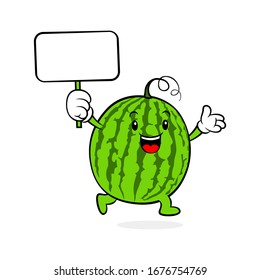 Vector design of fresh fruit with characters Fruit poster design with watermelon vector characters.Vintage summer poster design with vector watermelon 