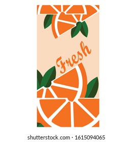 
vector design of fresh orange slices with a few leaves for the background of advertisements, price boards and more