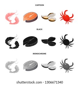 Vector design of fresh  and restaurant icon. Collection of fresh  and marine   stock vector illustration.