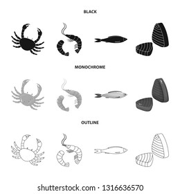 Vector design of fresh  and restaurant icon. Collection of fresh  and marine   stock vector illustration.