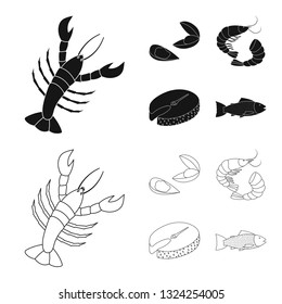 Vector design of fresh  and restaurant icon. Set of fresh  and marine   stock vector illustration.