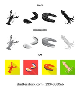Vector design of fresh  and restaurant icon. Collection of fresh  and marine   stock vector illustration.