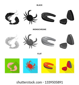 Vector design of fresh  and restaurant icon. Collection of fresh  and marine   stock vector illustration.
