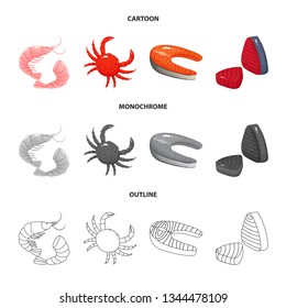 Vector design of fresh  and restaurant icon. Set of fresh  and marine   stock symbol for web.