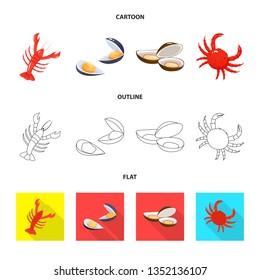 Vector design of fresh  and restaurant icon. Collection of fresh  and marine   vector icon for stock.