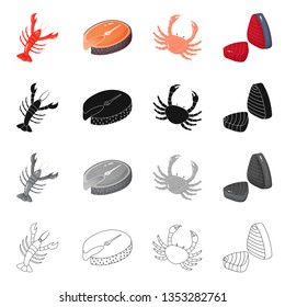 Vector design of fresh  and restaurant icon. Set of fresh  and marine   stock vector illustration.