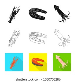 Vector design of fresh  and restaurant icon. Set of fresh  and marine   stock vector illustration.