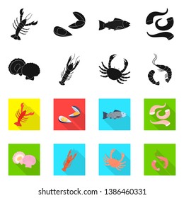 Vector design of fresh  and restaurant icon. Set of fresh  and marine   vector icon for stock.