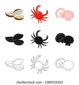 Vector design of fresh  and restaurant icon. Collection of fresh  and marine   stock vector illustration.
