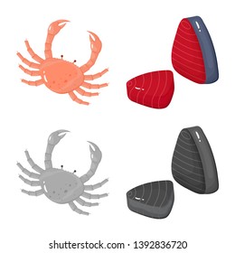 Vector design of fresh  and restaurant icon. Set of fresh  and marine   vector icon for stock.
