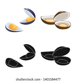 Vector design of fresh  and restaurant icon. Collection of fresh  and marine   stock vector illustration.