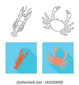 Vector design of fresh  and restaurant icon. Collection of fresh  and marine   stock vector illustration.