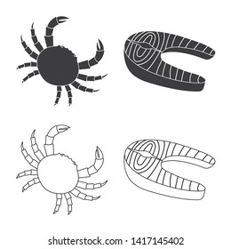 Vector design of fresh  and restaurant icon. Set of fresh  and marine   stock vector illustration.