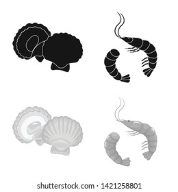 Vector design of fresh  and restaurant icon. Collection of fresh  and marine   stock symbol for web.