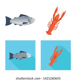Vector design of fresh  and restaurant icon. Collection of fresh  and marine   stock vector illustration.