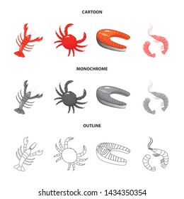 Vector design of fresh and restaurant icon. Collection of fresh and marine vector icon for stock.