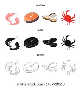 Vector design of fresh and restaurant icon. Collection of fresh and marine vector icon for stock.