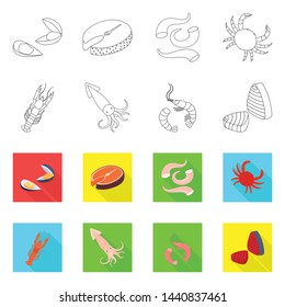 Vector design of fresh and restaurant icon. Collection of fresh and marine stock vector illustration.