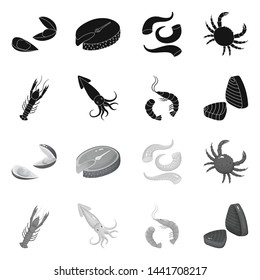 Vector design of fresh and restaurant icon. Collection of fresh and marine stock symbol for web.