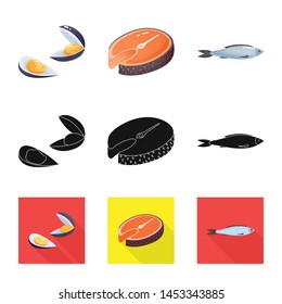 Vector design of fresh and restaurant icon. Collection of fresh and marine stock symbol for web.