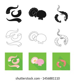 Vector design of fresh and restaurant icon. Collection of fresh and marine stock vector illustration.