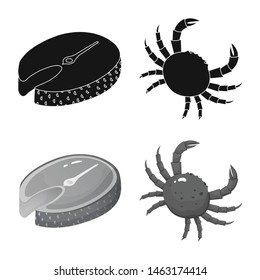 Vector design of fresh and restaurant icon. Set of fresh and marine stock symbol for web.