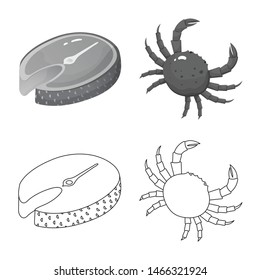 Vector design of fresh and restaurant icon. Collection of fresh and marine stock vector illustration.