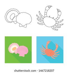 Vector design of fresh and restaurant icon. Collection of fresh and marine stock vector illustration.