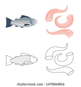 Vector design of fresh and restaurant icon. Collection of fresh and marine vector icon for stock.
