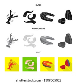 Vector design of fresh  and restaurant logo. Collection of fresh  and marine   vector icon for stock.