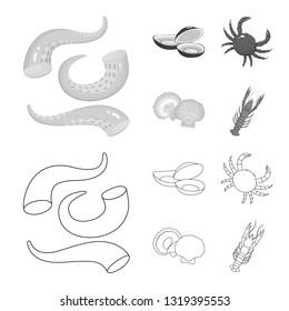 Vector design of fresh  and restaurant logo. Set of fresh  and marine   stock symbol for web.