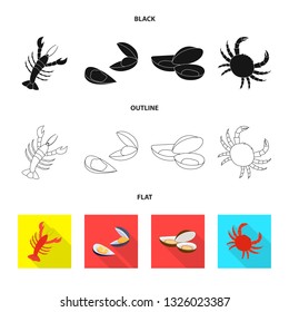 Vector design of fresh  and restaurant logo. Collection of fresh  and marine   stock symbol for web.