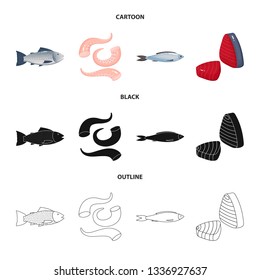Vector design of fresh  and restaurant logo. Collection of fresh  and marine   stock vector illustration.