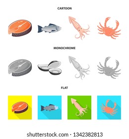 Vector design of fresh  and restaurant logo. Set of fresh  and marine   vector icon for stock.