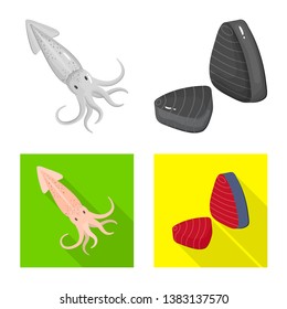 Vector design of fresh  and restaurant logo. Collection of fresh  and marine   stock vector illustration.