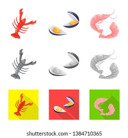 Vector design of fresh  and restaurant logo. Collection of fresh  and marine   stock symbol for web.