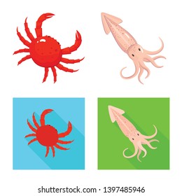 Vector design  fresh  and restaurant logo. Set  fresh  and marine   stock symbol for web.