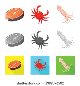 Vector design of fresh  and restaurant logo. Set of fresh  and marine   stock symbol for web.