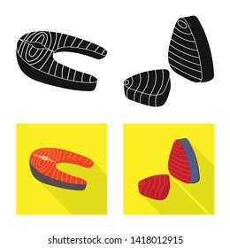 Vector design of fresh  and restaurant logo. Collection of fresh  and marine   stock vector illustration.