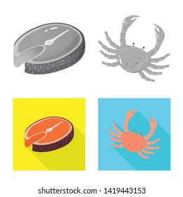 Vector design of fresh  and restaurant logo. Collection of fresh  and marine   vector icon for stock.