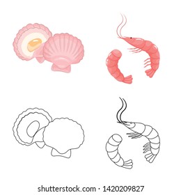 Vector design of fresh  and restaurant logo. Collection of fresh  and marine   vector icon for stock.