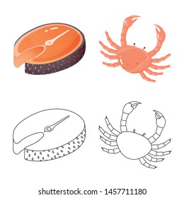 Vector design of fresh and restaurant logo. Collection of fresh and marine vector icon for stock.