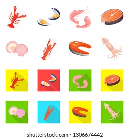 Vector design of fresh  and restaurant sign. Set of fresh  and marine   stock symbol for web.