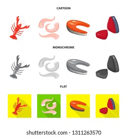 Vector design of fresh  and restaurant sign. Set of fresh  and marine   stock vector illustration.
