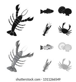 Vector design of fresh  and restaurant sign. Set of fresh  and marine   stock vector illustration.
