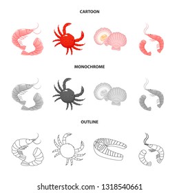 Vector design of fresh  and restaurant sign. Collection of fresh  and marine   stock vector illustration.